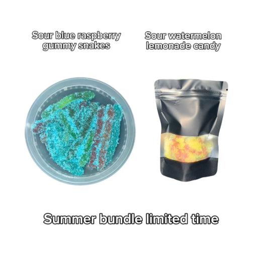 sour blue raspberry gummy snakes & sour watermelon lemonade bundle